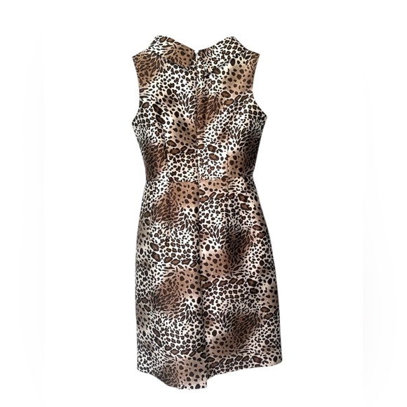 Rickie Freeman Teri Jon Silk wool sleeveless Leopard Animal Print Dress Size 6 - Picture 2 of 7